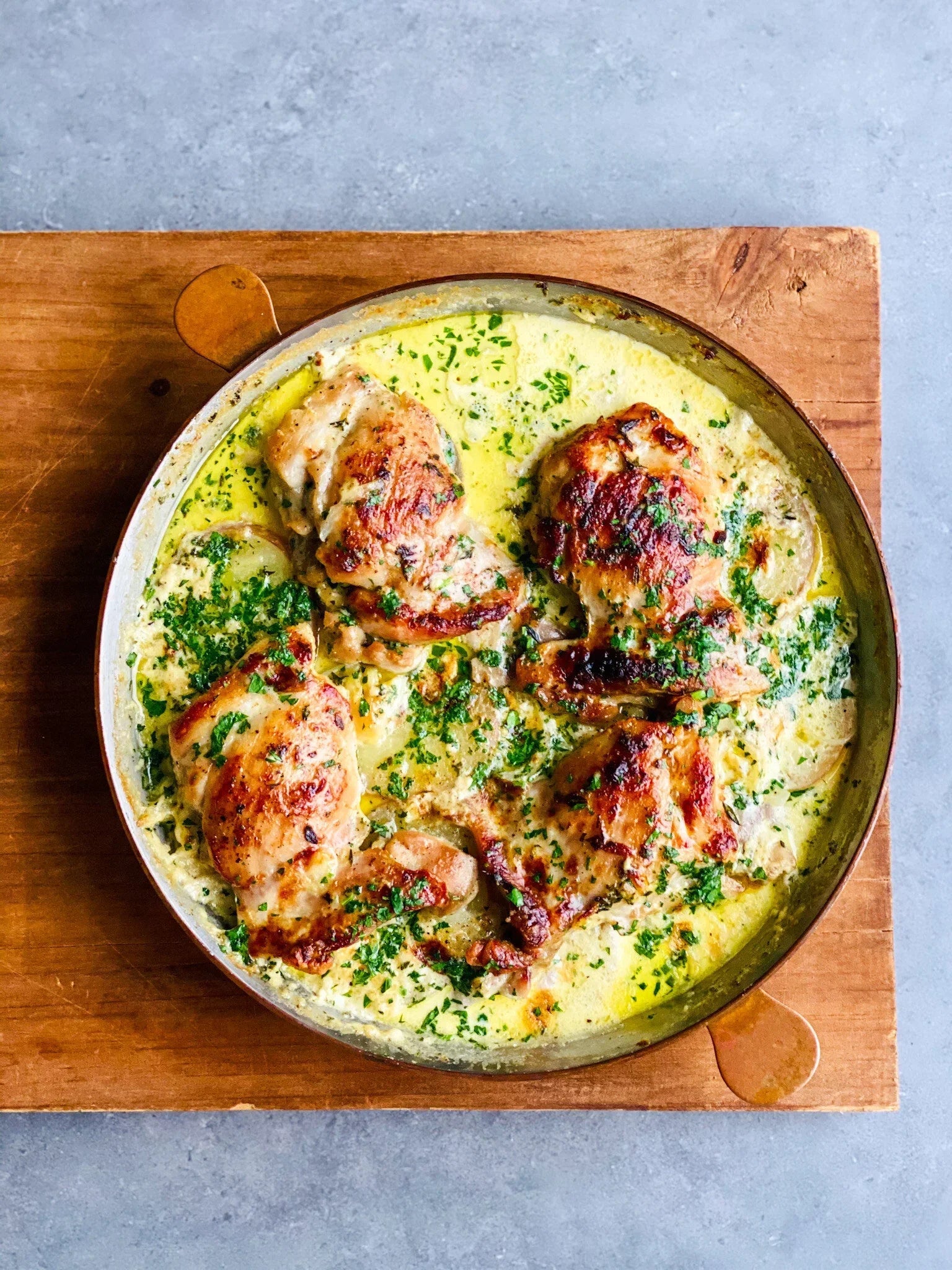 Creamy Tray Baked Chicken & Potatoes