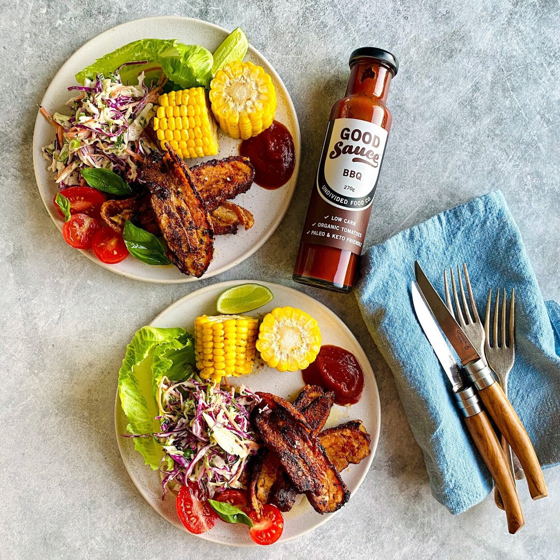 Slow Roast BBQ Pork Belly, Corn on the Cobb & Coleslaw