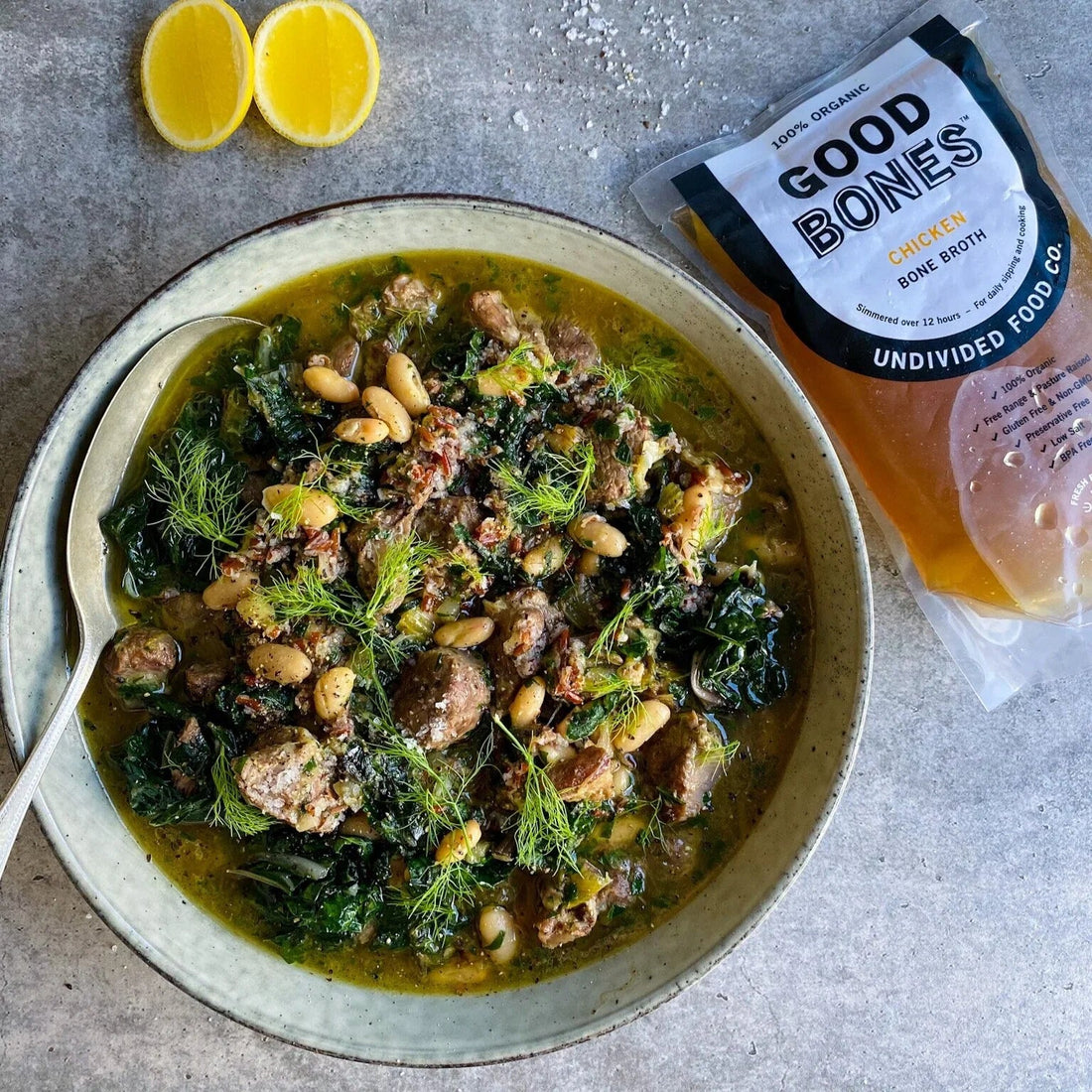 Braised Lamb Broth, Cannellini Beans, Fennel, Greens & Red Rice