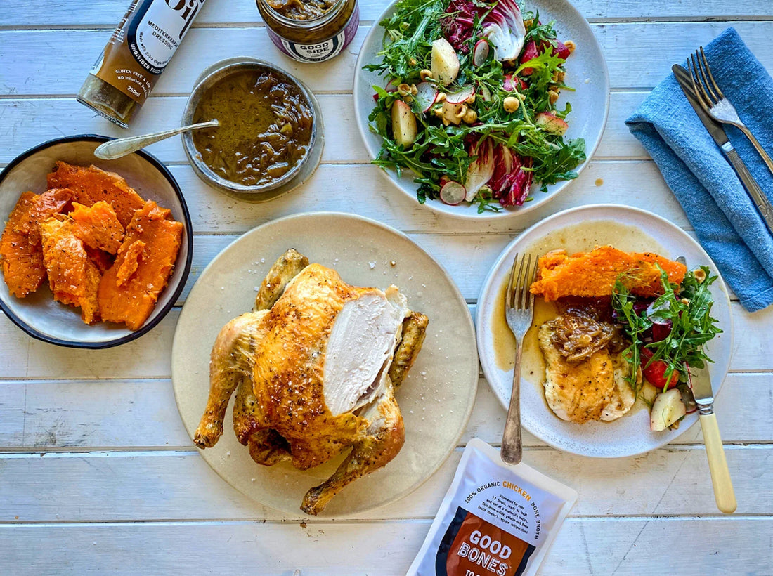 Simple Roast Chicken & Caramelised Onion Gravy