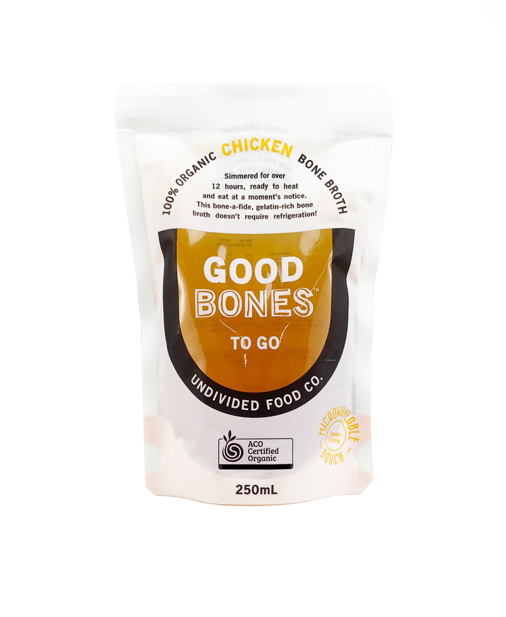 GOOD BONES TO GO Certified Organic Chicken Bone Broth 250ml pouch