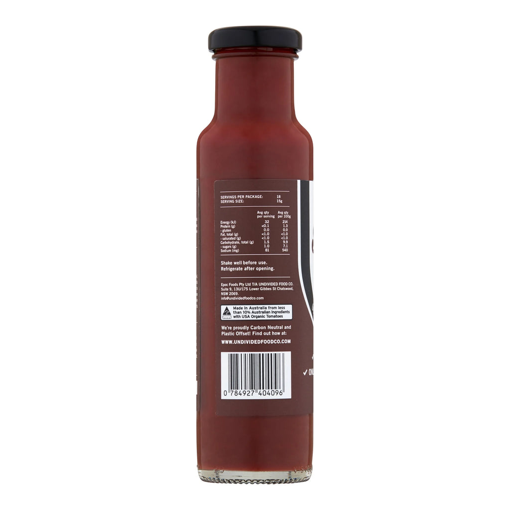 GOOD Sauce BBQ 270g bottle, reverse of pack