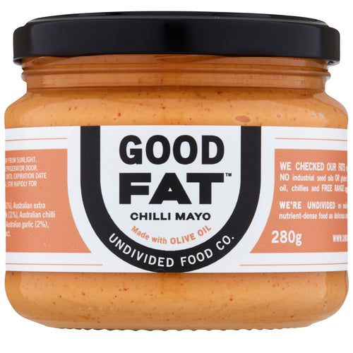 GOOD FAT Chilli Mayo made with olive oil and Australian chillies