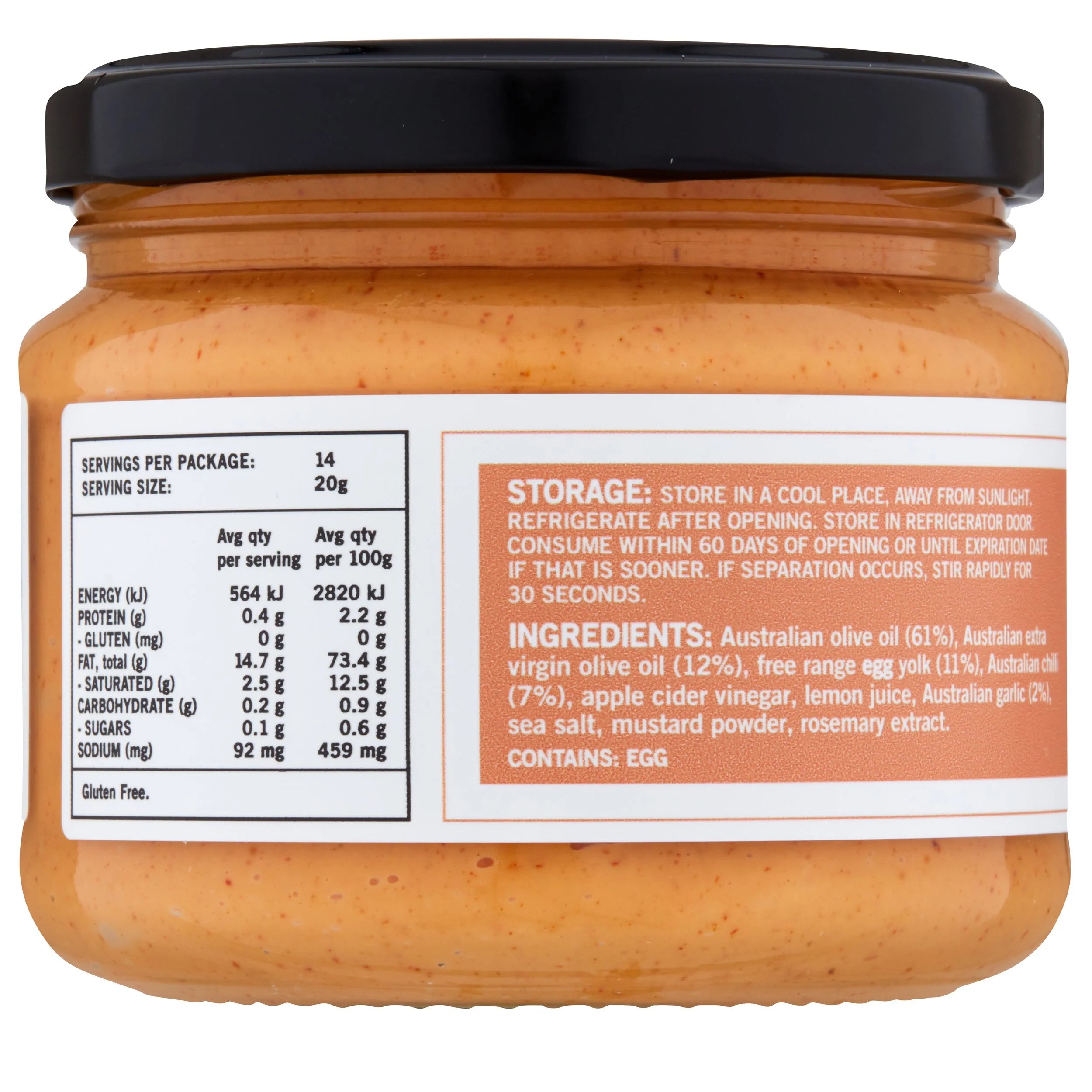 GOOD FAT Chilli Mayo 280g jar, angled view