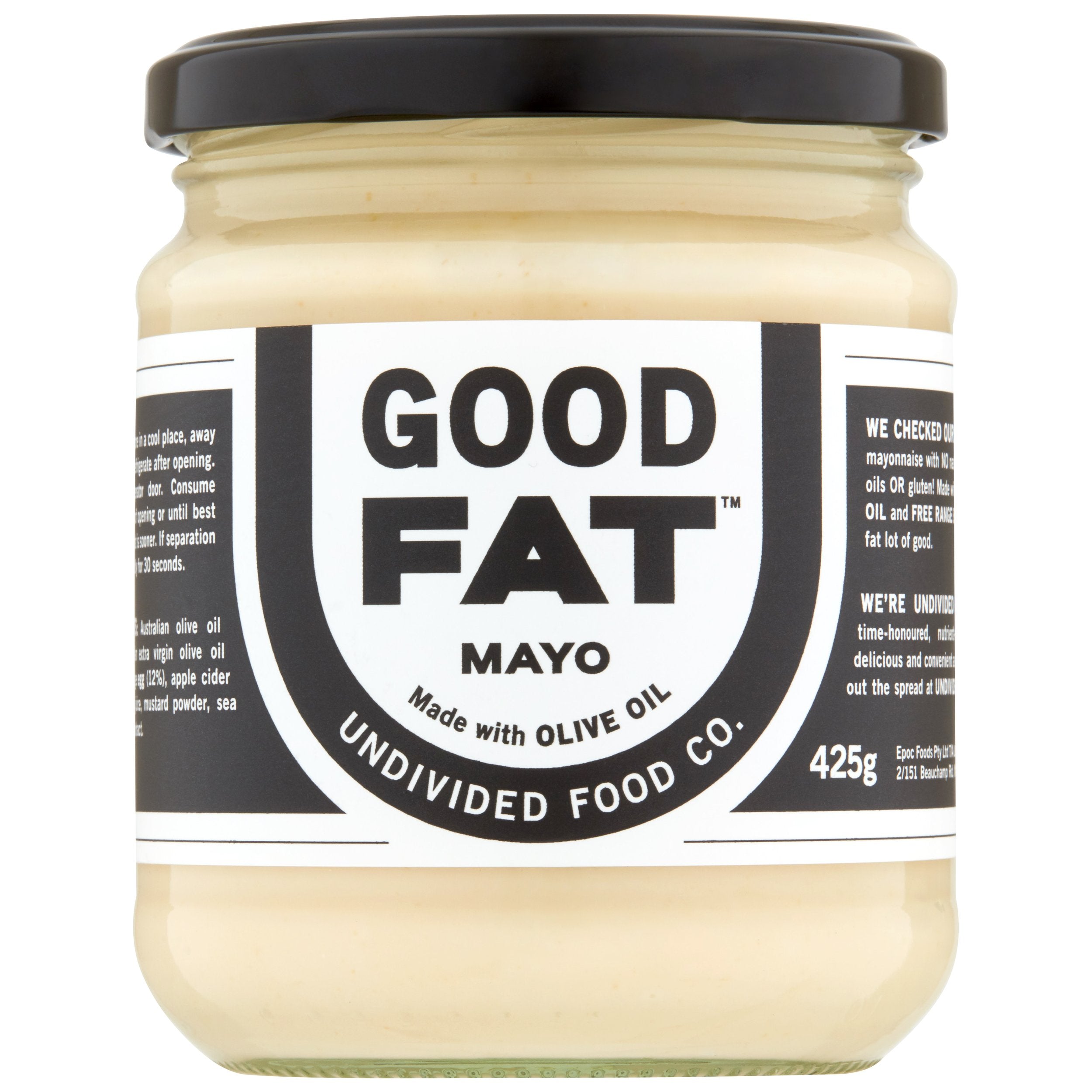 GOOD FAT Jumbo Mayo made with olive oil, 425g jar