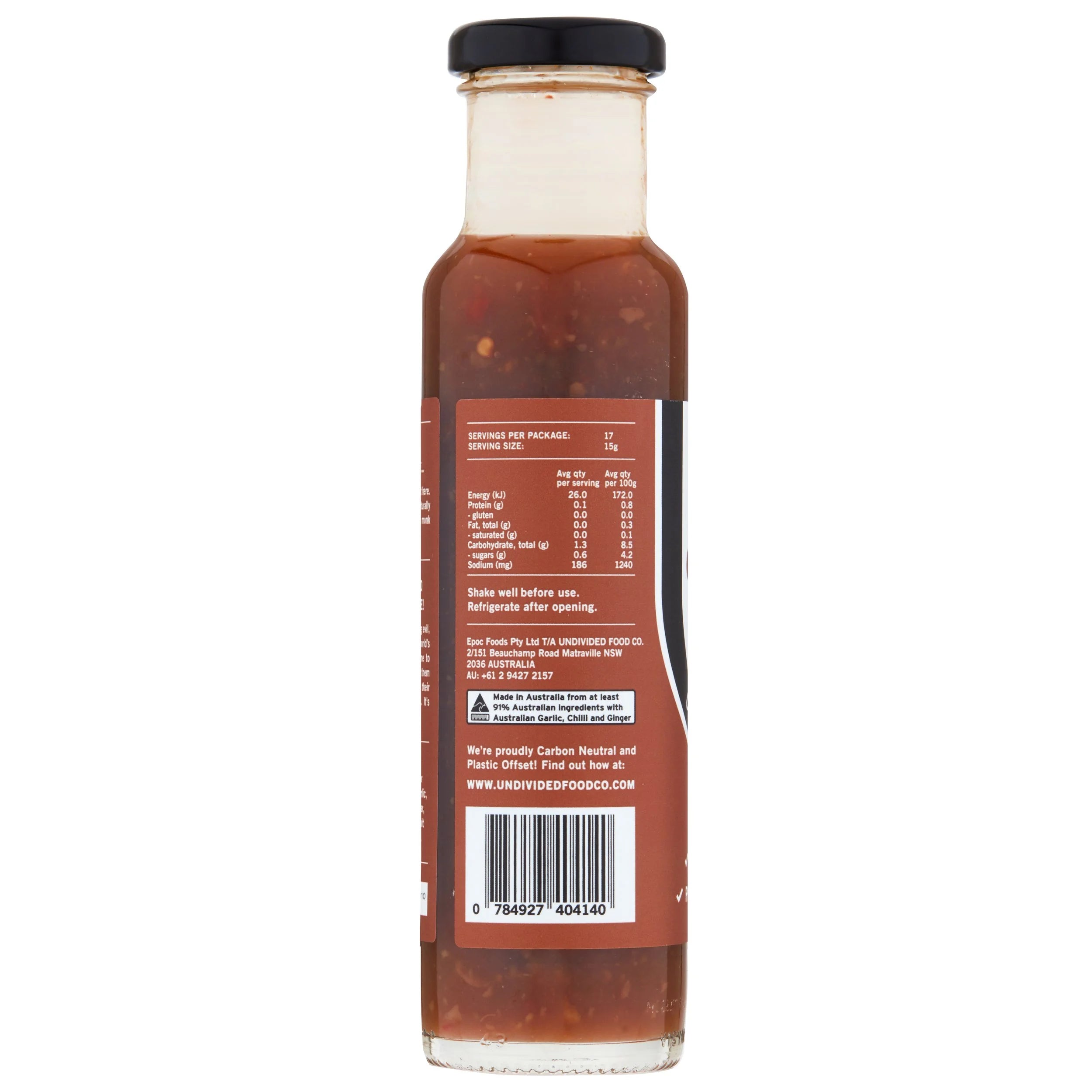 GOOD Sauce Sweet Chilli 260g bottle, angled view