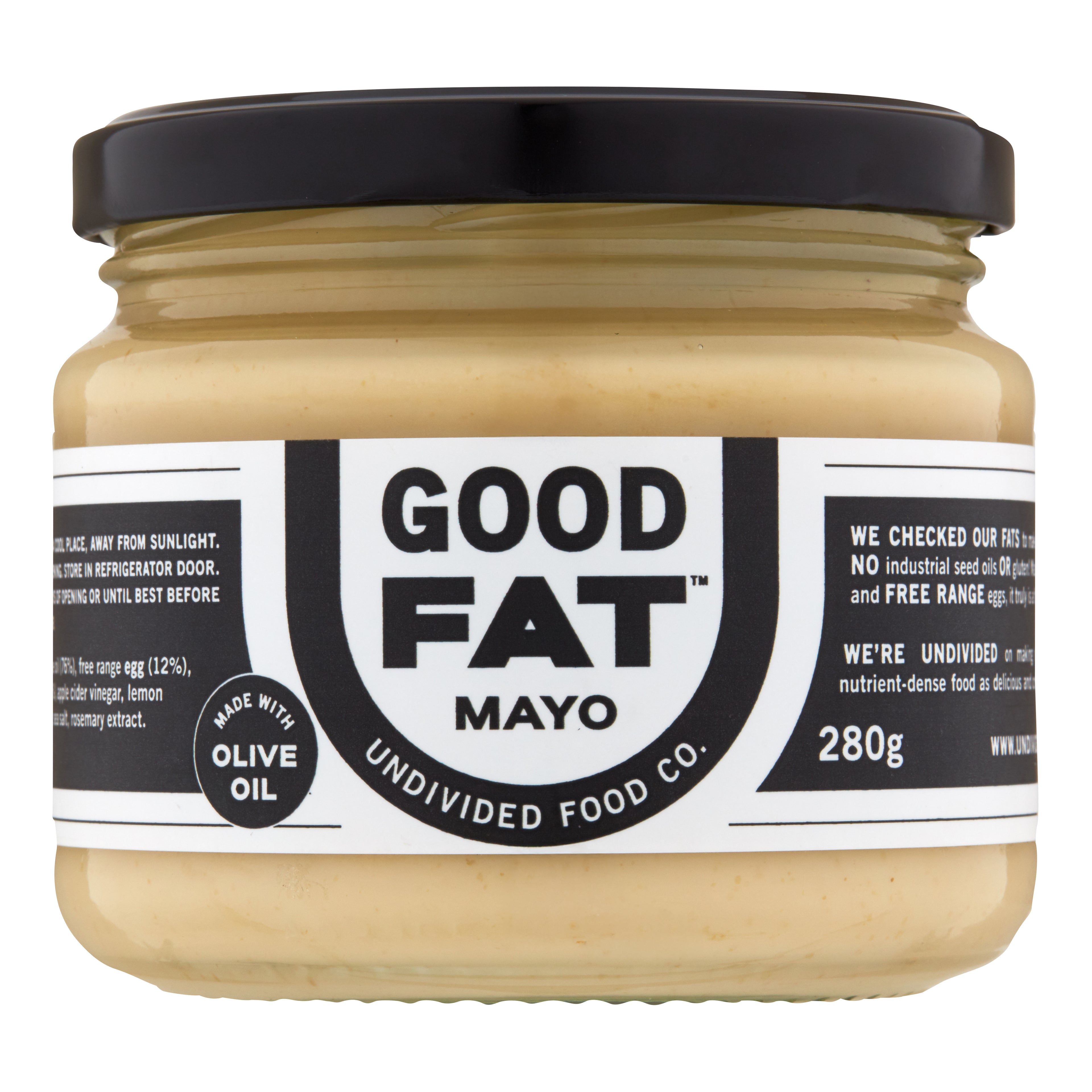 GOOD FAT Mayo 280g jar, front of label