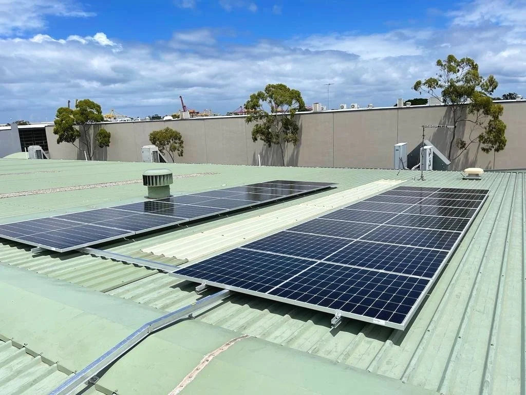 Solar panels installed at the Undivided Food Co. warehouse