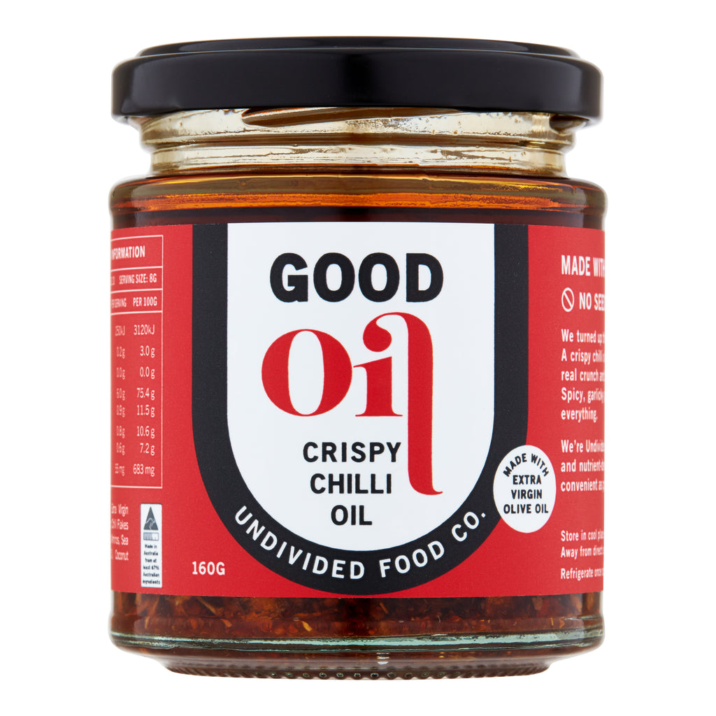 GOOD Oil Crispy Chilli Oil jar, front