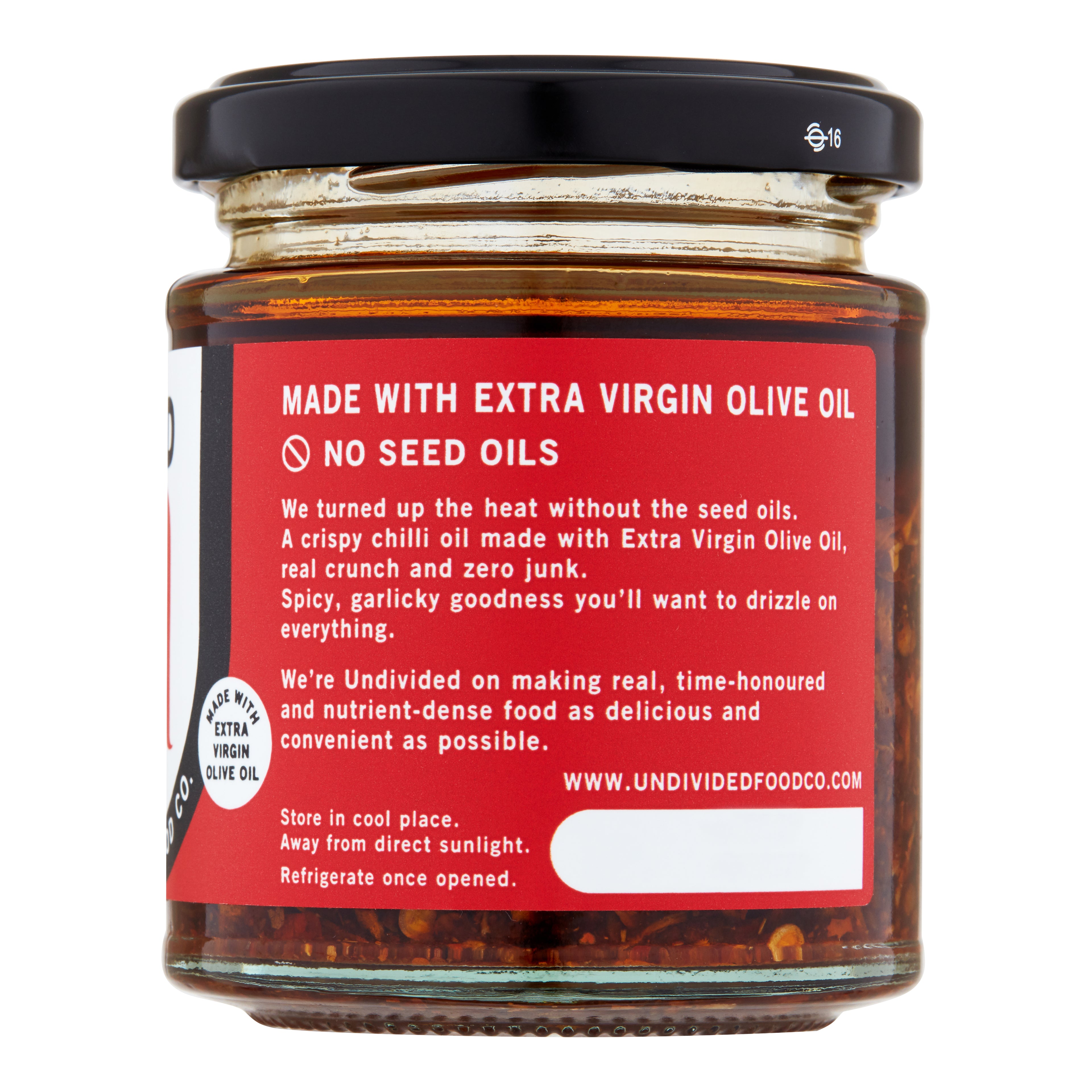 GOOD Oil Crispy Chilli Oil jar, label detail